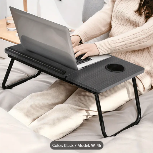 Adjustable Tilt Folding Desk with Non-Slip Cup Holder