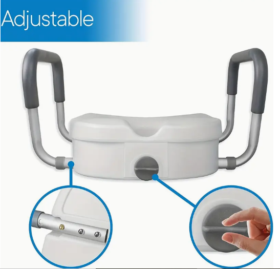 Raised Toilet Seat with Removable Soft Padded Handles
