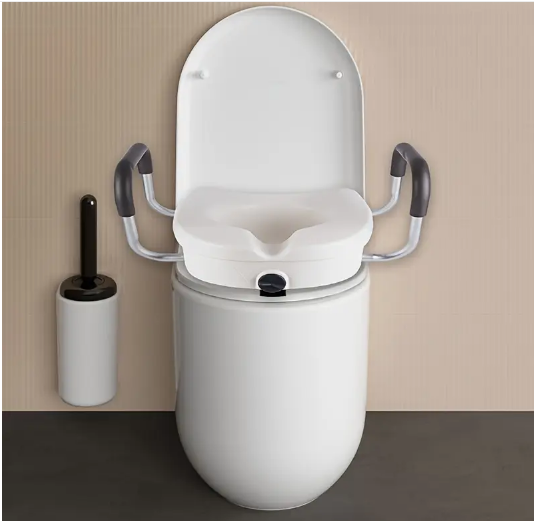 Raised Toilet Seat with Removable Soft Padded Handles