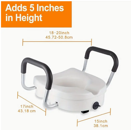 Raised Toilet Seat with Removable Soft Padded Handles
