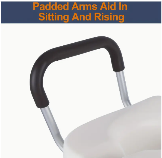 Raised Toilet Seat with Removable Soft Padded Handles